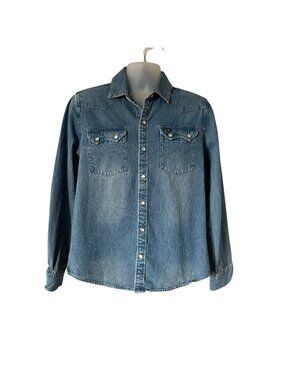 Howler Brothers Dust Up Denim Pearl Snap Shirt Blue Size Small